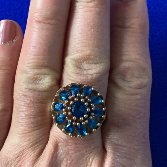 Antique Style Midnight Blue Spinel Topaz Ring 10.5 - Picture 3 of 8